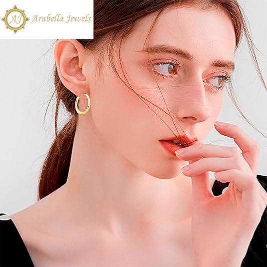 18K Gold Plated Hoop Earrings Set - 3 Pairs with Cubic Zirconia, Plain & Rope Design - Nickel-Free Huggies for Women, Sustainable & Lightweight Daily Wear Jewelry