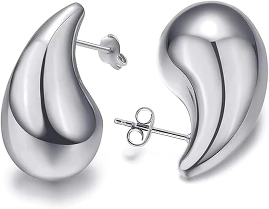 Extra Large Drop Earring Dupes Hypoallergenic 14K Gold-Plated Teardrop Earrings - Lightweight Chunky Waterdrop Hoops for Women, S925 Silver Needle