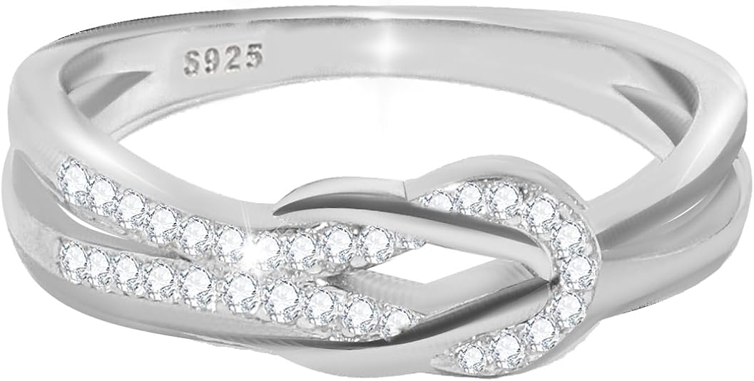 'In every laugh, tear and embrace, the love between mom and daughter is forever' Knot Ring - 925 Sterling Silver, Gift for Daughters from Mothers, w Inspirational Card & Elegant Box