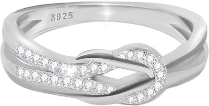 'In every laugh, tear and embrace, the love between mom and daughter is forever' Knot Ring - 925 Sterling Silver, Gift for Daughters from Mothers, w Inspirational Card & Elegant Box