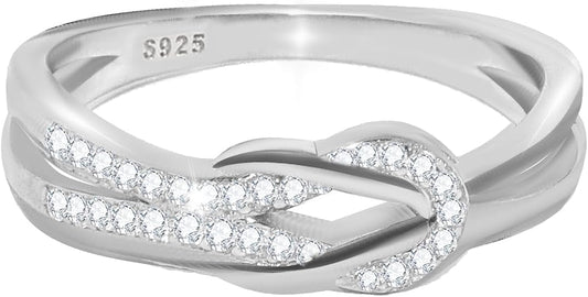 'In every laugh, tear and embrace, the love between mom and daughter is forever' Knot Ring - 925 Sterling Silver, Gift for Daughters from Mothers, w Inspirational Card & Elegant Box