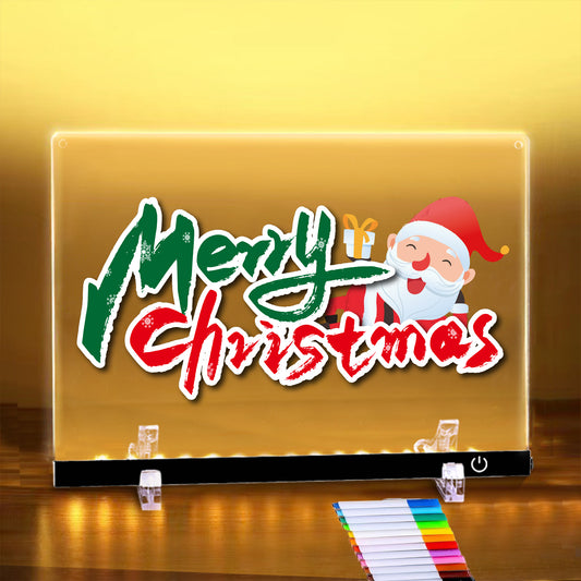 Acrylic Dry Erase Board with LED Light, 11.8"x8.5" Clear Glow Memo, Adjustable Brightness, 7 Color Markers, Writable Night Light, Portable & Reusable for Home, Kids, Decor & Creativity (Black)