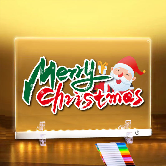 Acrylic Dry Erase Board with LED Light, 11.8"x8.5" Clear Glow Memo, Adjustable Brightness, 7 Color Markers, Writable Night Light, Portable & Reusable for Home, Kids, Decor & Creativity (White)