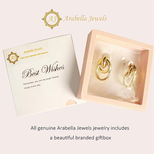 Elegant Arabella Jewels Gold Geometric Drop Earrings, Lightweight Long Link Dangles, Perfect Women's Gift