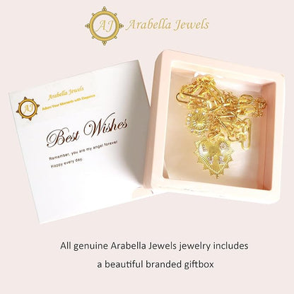 Trendy 18K Gold Plated Sun & Heart Pendant Choker, Multi Charm Chunky Hip Hop Necklace, Neutral Jewelry, Adjustable, for Women with Stylish Jewelry Box