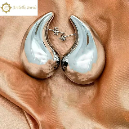 Extra Large Drop Earring Dupes Hypoallergenic 14K Gold-Plated Teardrop Earrings - Lightweight Chunky Waterdrop Hoops for Women, S925 Silver Needle