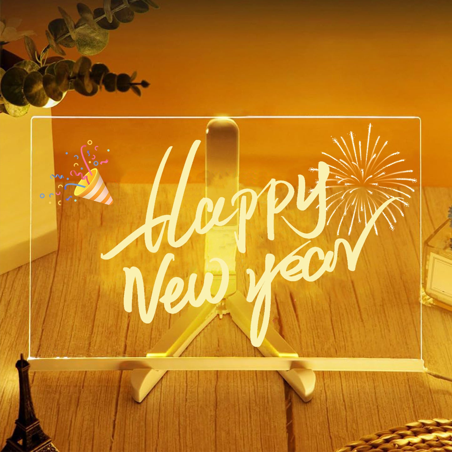 LED Acrylic Dry Erase Board11.8 x7.9 - Light-Up Desktop Message Board with Stand &12 Color Markers - Rewritable Glow Memo for Office, Home, Kids - Night Light Function & Easy Clean Surface