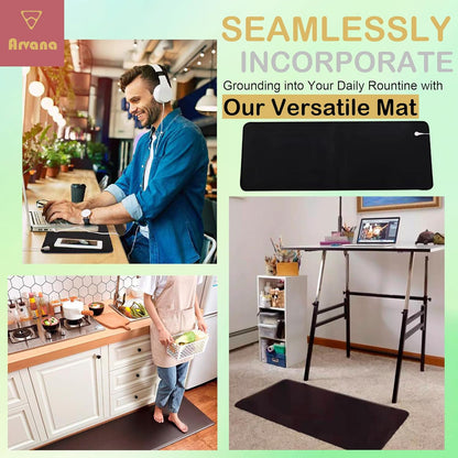 Grounding Mat 39.4"x11.8" - Large Earthing Pad for Stress Relief & Inflammation Reduction, Earth Therapy for Work, Relaxation & Sleep, Anti-Static Waterproof Grounding Sheet for Bed & Desk