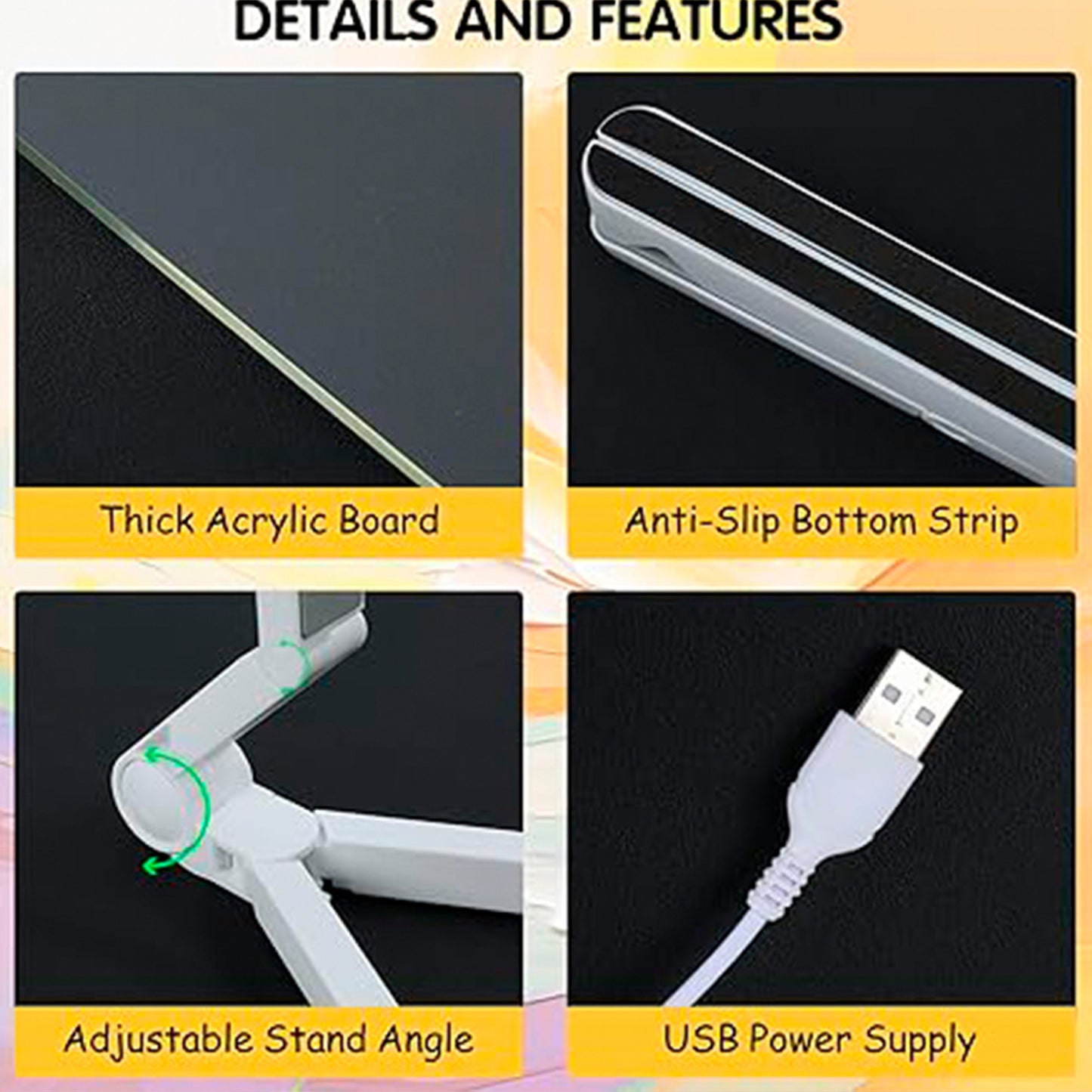 LED Acrylic Dry Erase Board11.8 x7.9 - Light-Up Desktop Message Board with Stand &12 Color Markers - Rewritable Glow Memo for Office, Home, Kids - Night Light Function & Easy Clean Surface