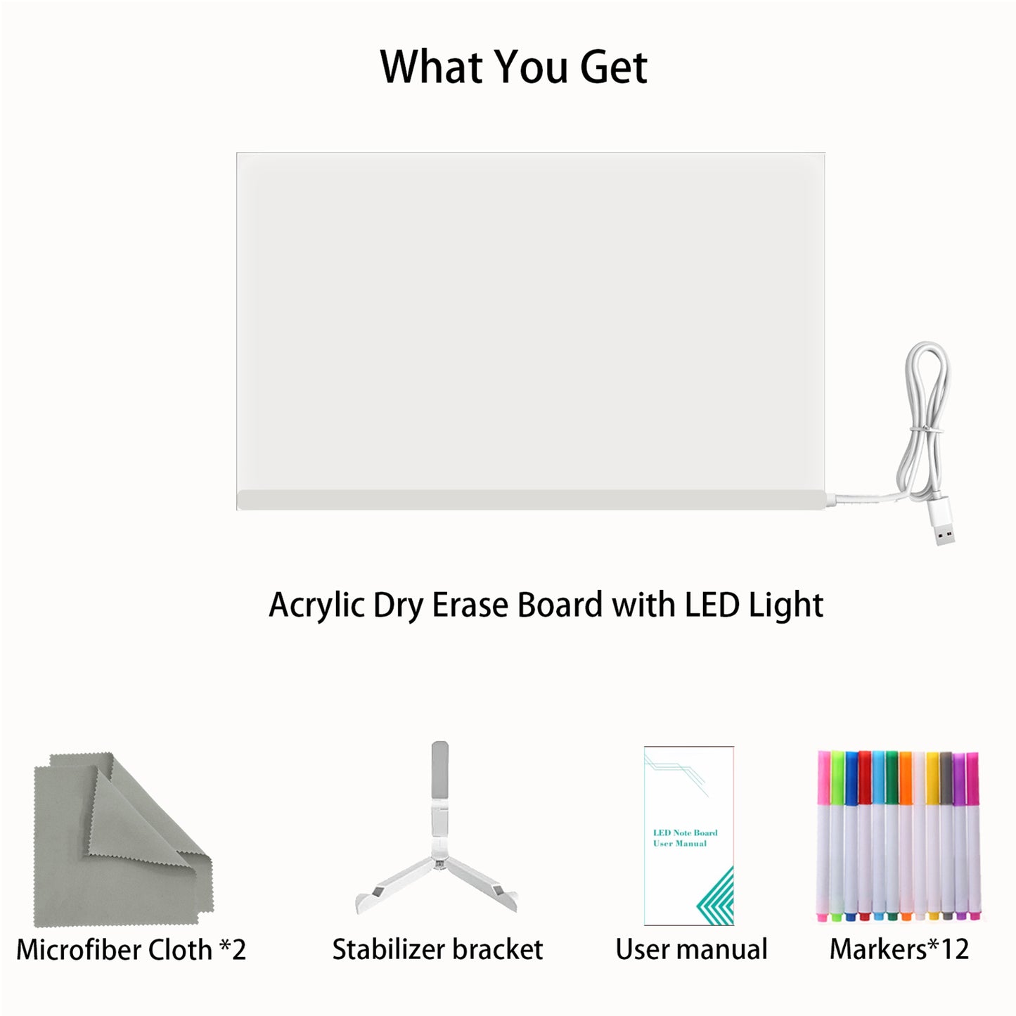 LED Acrylic Dry Erase Board11.8 x7.9 - Light-Up Desktop Message Board with Stand &12 Color Markers - Rewritable Glow Memo for Office, Home, Kids - Night Light Function & Easy Clean Surface