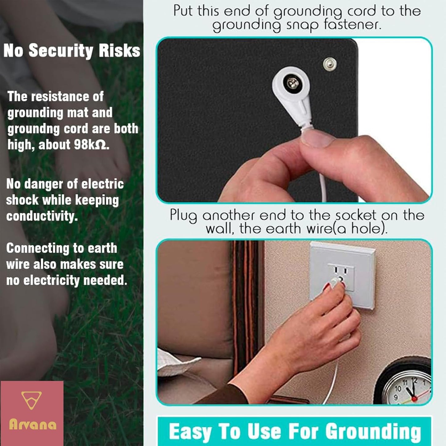 Grounding Mat 39.4"x11.8" - Large Earthing Pad for Stress Relief & Inflammation Reduction, Earth Therapy for Work, Relaxation & Sleep, Anti-Static Waterproof Grounding Sheet for Bed & Desk